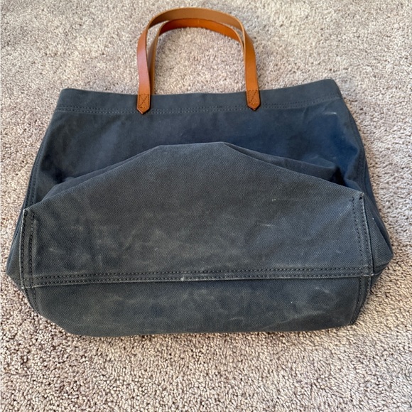 Madewell garment died Blue Canvas transport Tote with Tan Leather Handles - Picture 7 of 14